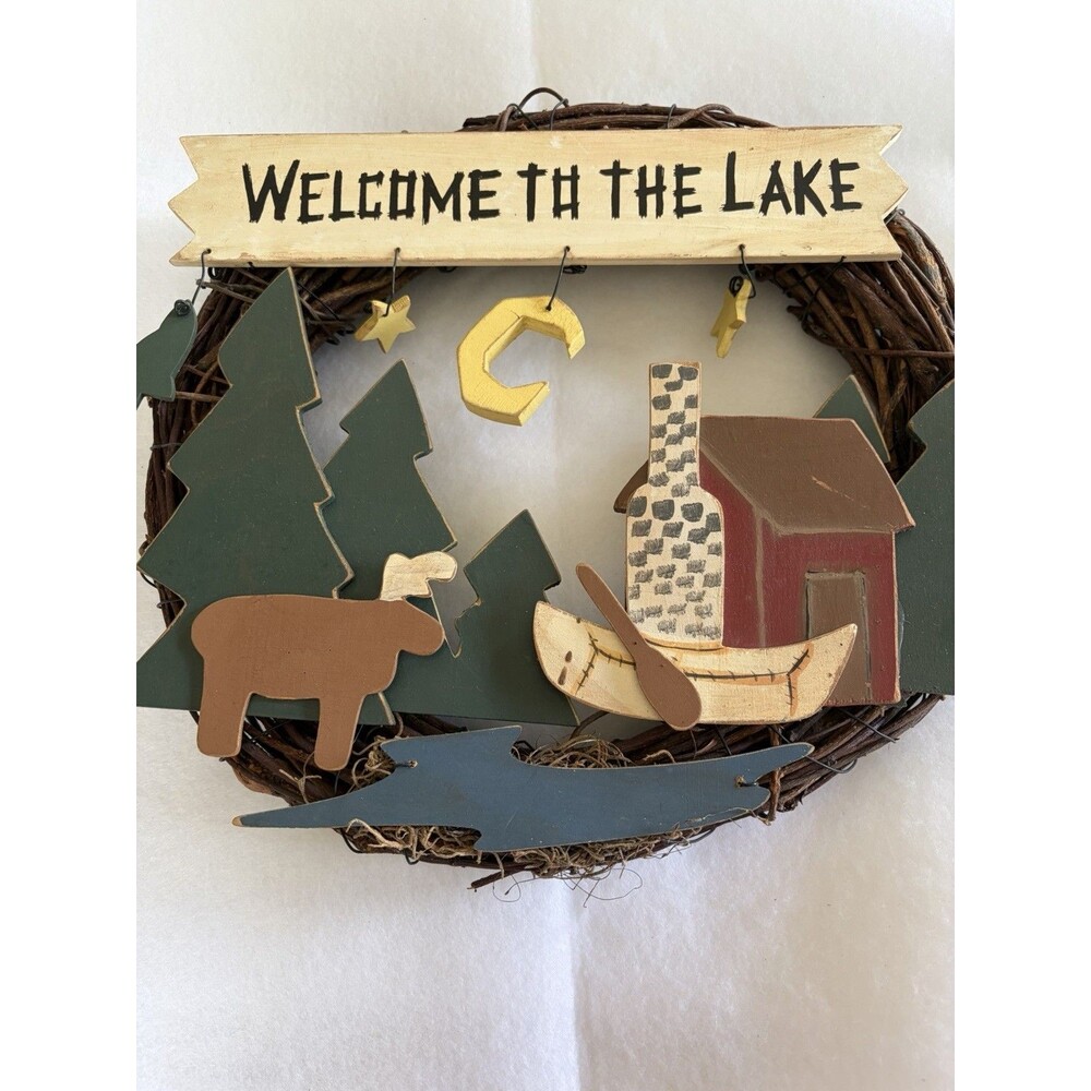 Welcome to The Lake Grapevine Wreath Rustic Door Wreath Lake house decor